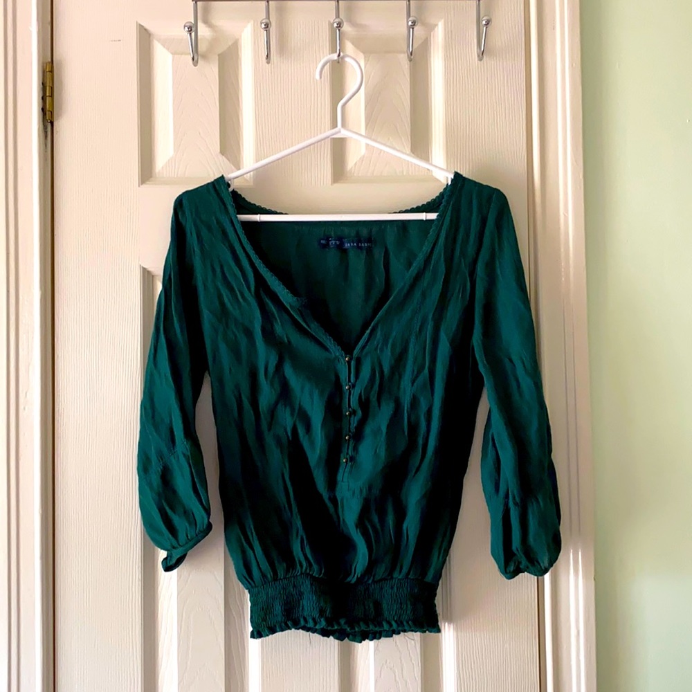 3/$20 Green buttoned blouse